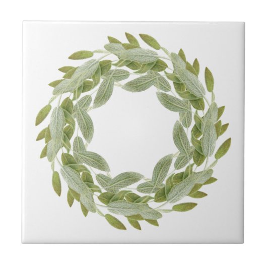 SAGE WREATH 4,25" Keramik Tile Fliese (Vorderseite)
