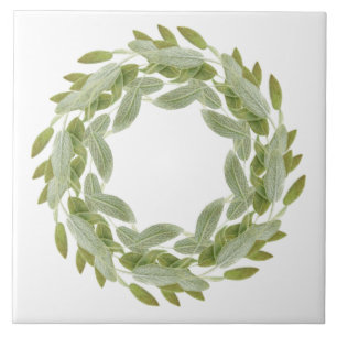 SAGE WREATH 6" Keramik Tile Fliese