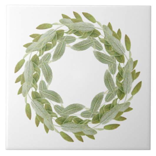SAGE WREATH 6" Keramik Tile Fliese (Vorderseite)