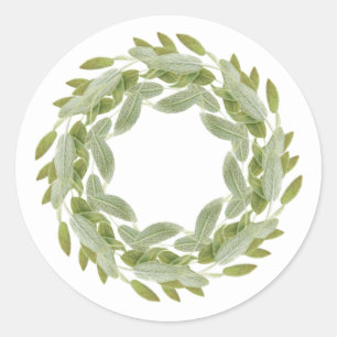 SAGE WREATH Kleine Round Stickers
