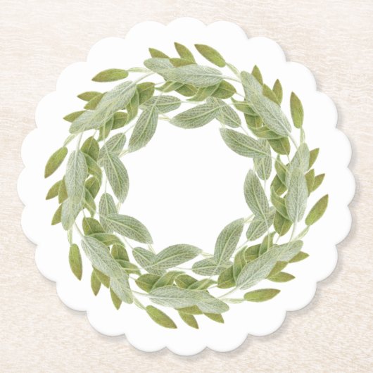 SAGE WREATH Rund-Papier Untersetzer (Vorderseite)
