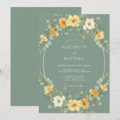 Sage Yellow Botanical Whimsical Wedding Einladung (Vorne/Hinten)