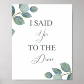 Sage Yes to Dress Sign | Hochzeitskleid Shopping Poster (Vorne)