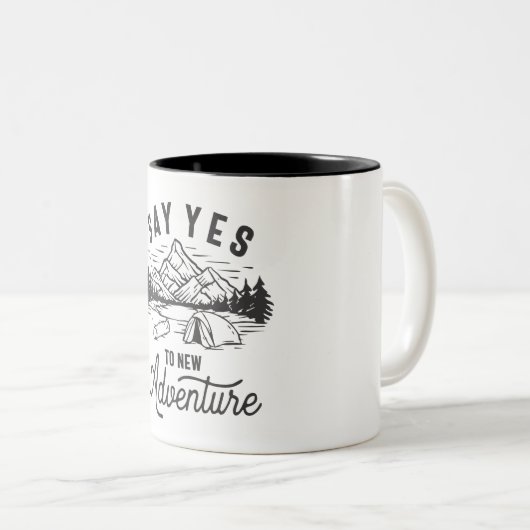 Sage Yes to New Adventure Camper Hiker Zweifarbige Tasse (VorderseiteRechts)