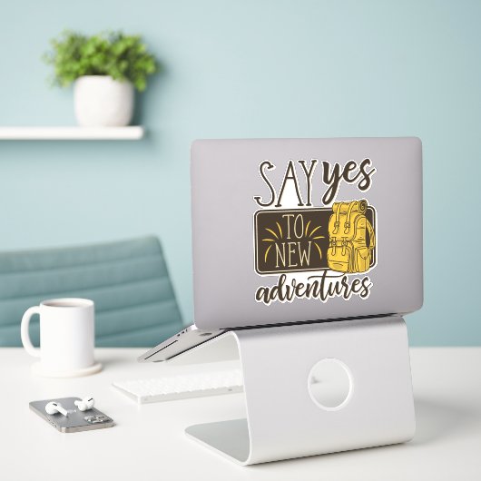 Sage Yes to new Adventures Backpack Nature Lover Aufkleber (Laptop auf Schreibtisch)