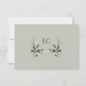 SageGreen Olive Branch Monogram Wedding RSVP Karte (Rückseite)