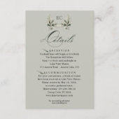 SageGreenOlive Branch Monogram Wedding Details Begleitkarte (Vorderseite)