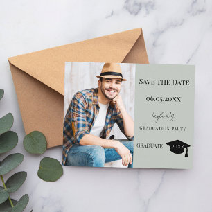 Sagegrün Abschlussfeier Save-the-Date-Karte