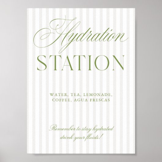 Sagegrün & Beige Hochzeit Hydrationsstation Schild (Vorne)