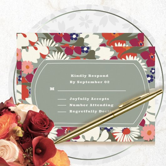 Sagegrün Boho Chic Floral Moderne Hochzeits-RSVP
