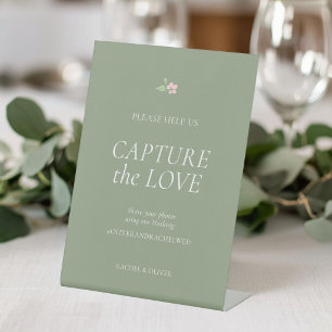 Sagegrün Capture the Love Hochzeitstisch-Obersei Sockelschild