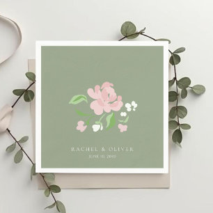 Sagegrün   Chic Blush-Rosen-Hochzeitseinladung  Serviette