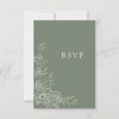 Sagegrün Chic Botanical Gänseblümchen QR-Code Hoch RSVP Karte (Vorderseite)