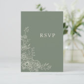 Sagegrün Chic Botanical Gänseblümchen QR-Code Hoch RSVP Karte (Stehend Vorderseite)