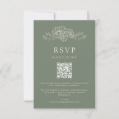 Sagegrün Chic Botanical Gänseblümchen QR-Code Hoch RSVP Karte (Rückseite)