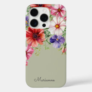 Sagegrün Floral Name Personalisiert iPhone 16 Pro Hülle