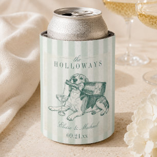 Sagegrün gestreifte Beagle-Champagner-Hochzeit Dosenkühler