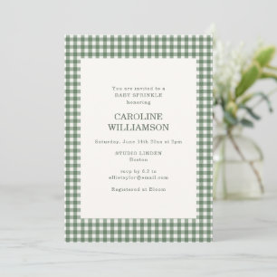 Sagegrün Gingham Karo Plaid Retro Baby Sprinkle Einladung