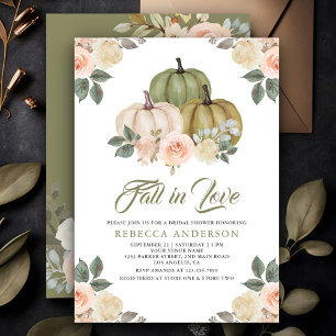Sagegrün Kürbis Pfirsich Floral Herbst Brautparty Einladung