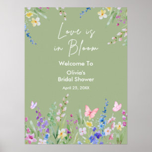 Sagegrün Love is in Bloom Brautparty Willkommen Poster