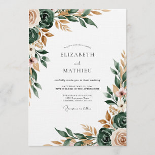 Sagegrün Malerische Blumige Hochzeit Einladung