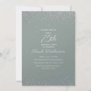 Sagegrün Silber-Diamant-Glitter 75. Geburtstag Einladung