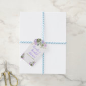 Sagegrün und lila Blumige Hochzeitsdusche Geschenkanhänger (Mit Garn)