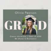 Sagegrün und Rosa Moderne Bogen-Foto-Abschlussfeie Ankündigung (Vorderseite)