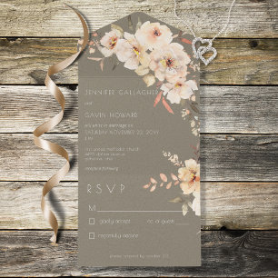 Sagegrün Vintage-Cream-Blumen Ohne Abendessen All In One Einladung