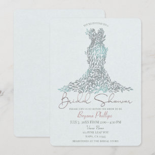 Sagegrüne Blätter Glamour-Kleid Moderne Bridal Sho Einladung