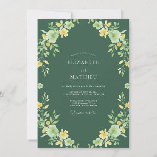 Sagegrüne Blumenbaldachin-Hochzeit Einladung