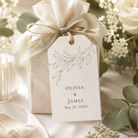 Sagegrüne botanische Hochzeit Geschenkanhänger