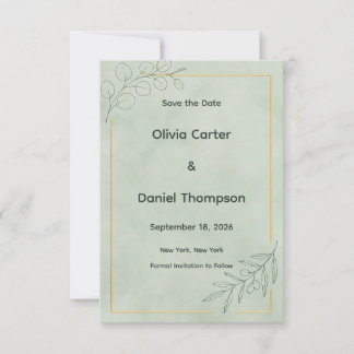 Sagegrüne Botanische Hochzeitseinladungskarte zur  Save The Date