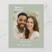 Sagegrüne Elfenbein-Foto-Hochzeit Save the Date Flyer (Vorne)