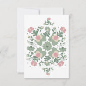 Sagegrüne Folk Floral Hochzeit RSVP Karte (Rückseite)
