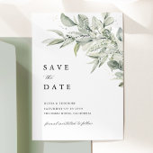 Sagegrüne Foto-Botanical-Hochzeit Save The Date