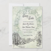Sagegrüne Gartenbogenhochzeit Save The Date (Vorderseite)
