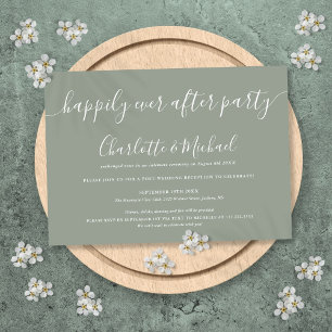 Sagegrüne Happily Ever After Party Hochzeit Einladung