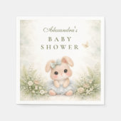 Sagegrüne Hasen-Blumen-Baby-Party Serviette (Vorderseite)