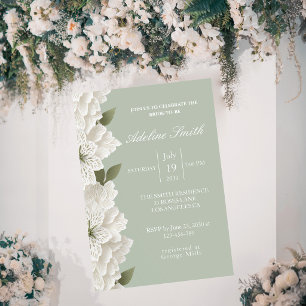 Sagegrüne luxuriöse florale elegante Brautparty Einladung