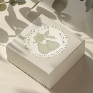 Sagegrüne Perfekte Birnen-Hochzeitsbrause-Aufklebe Runder Aufkleber