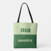 Sagegrüne Schrift-Monogramm-Anfangsbuchstabe Tote Tasche (Rückseite)
