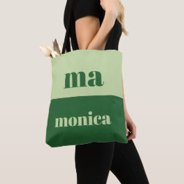 Sagegrüne Schrift-Monogramm-Anfangsbuchstabe Tote Tasche
