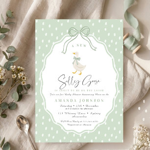 Sagegrüne Silly Goose Coquette Baby Shower Einladung