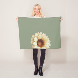 Sagegrüne Sonnenblumen-Wurfdecke Vintage Blumenmus Fleecedecke