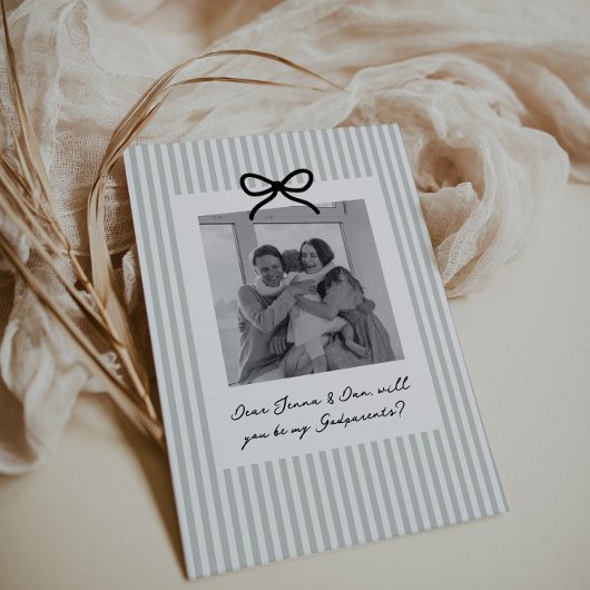 Sagegrüne Streifen Patenonkel Antrag Einladung