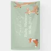 Sagegrüne Waldtier-Baby-Willkommens-Einladung Banner (Vertikal)