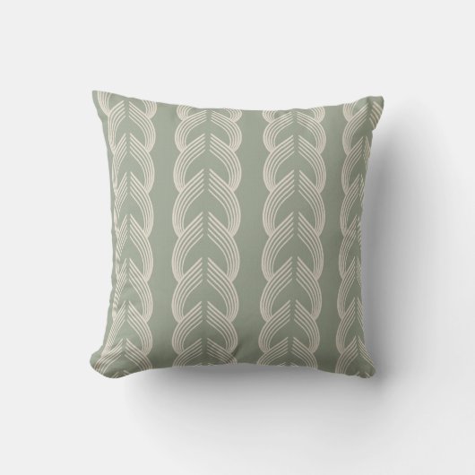 Sagegrüner Art Deco Bogen Luxus-Muster Kissen (Vorderseite)