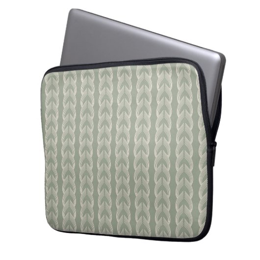 Sagegrüner Art Deco Bogen Luxus-Muster Laptopschutzhülle (Vorderseite Links)