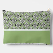 Sagegrüner Damastdruck mit Monogramm Zubehörtasche (Rückseite)
